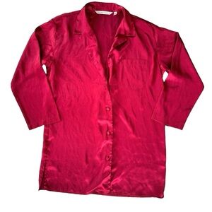 Victoria's Secret Vintage 90s Satin Red‎ Silky Nightshirt Nightgown Paja…
